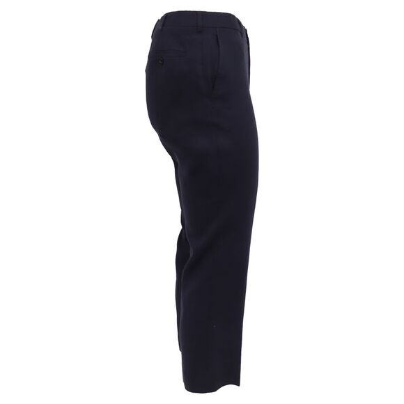 Ralph Lauren Mid-Waist Cropped Trousers in Navy Blue Linen